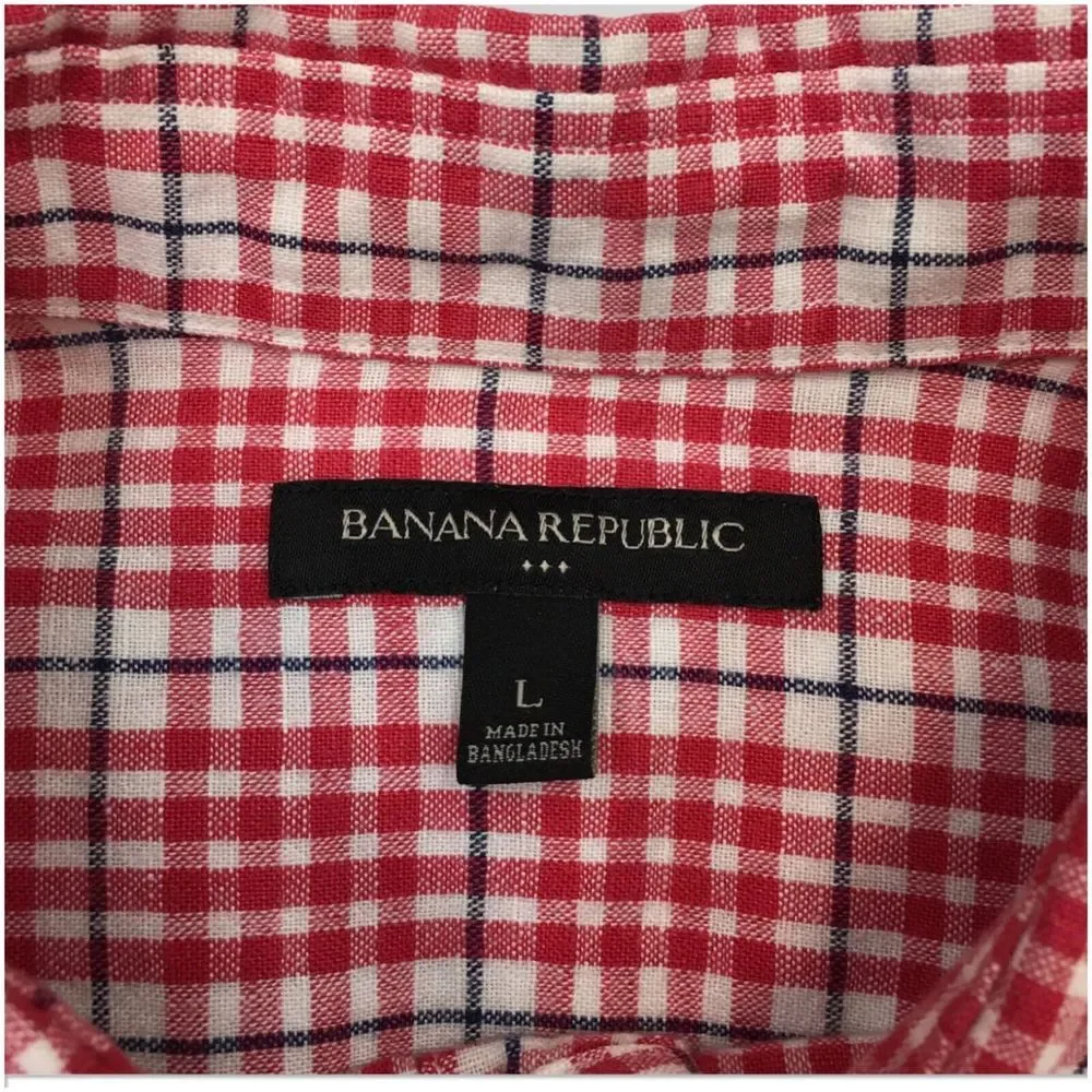 Banana Republic Men's Button Up Long Sleeve Shirt Size L Linen‎ Cotton Casual